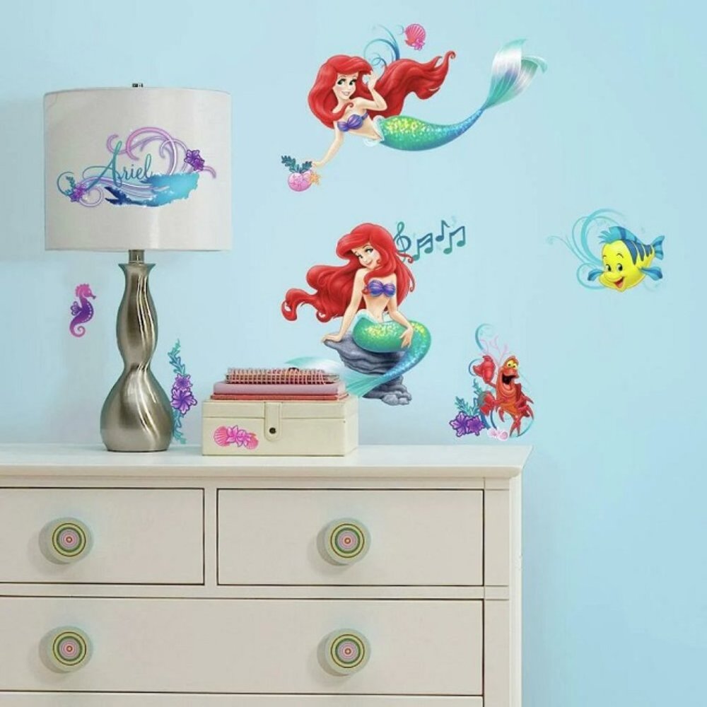 Disney Little Mermaid Peel Stick Wall Decal Ariel Princess Stickers Room Decor